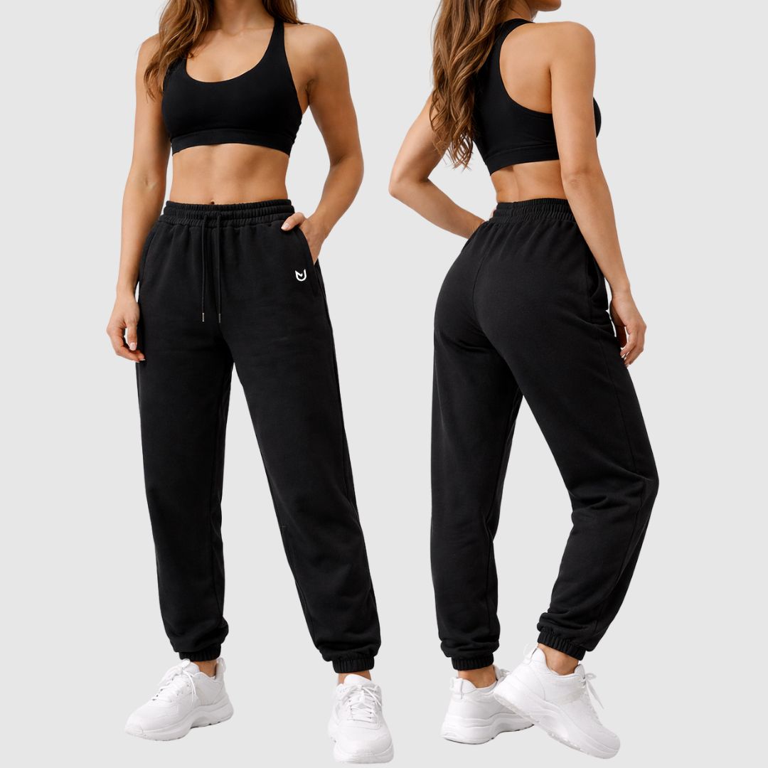 Schwarze Unanimous Sweatpants für Damen – Frontansicht