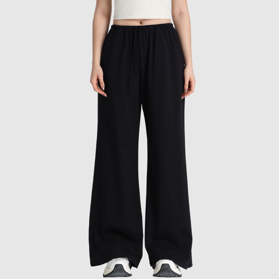 UNANIMOUS Everyday Wide Leg Pants in Schwarz mit elastischem Bund und weitem Bein