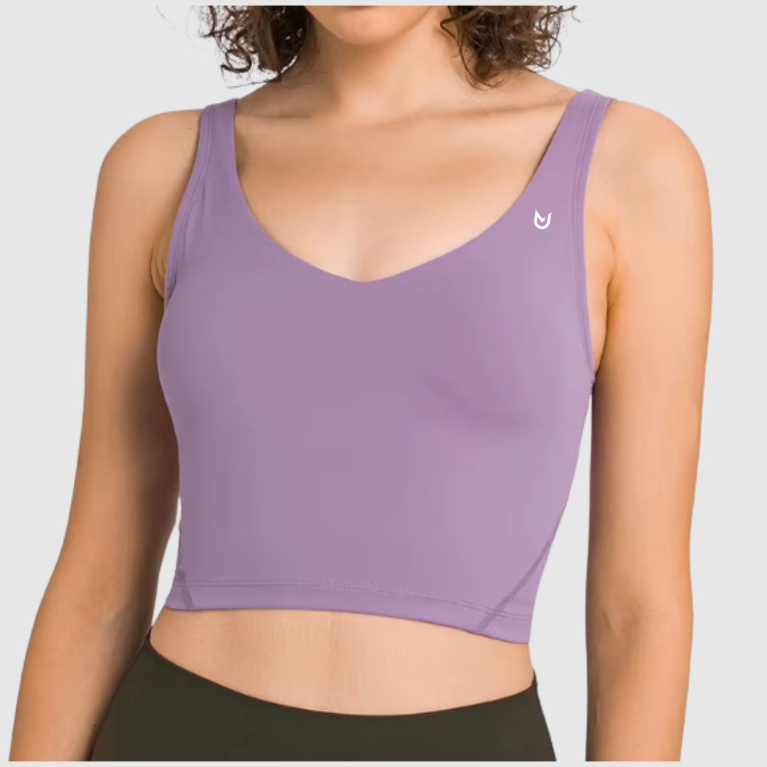 purple Active Fit Crop Top mit integriertem Sport-BH – Vorderansicht