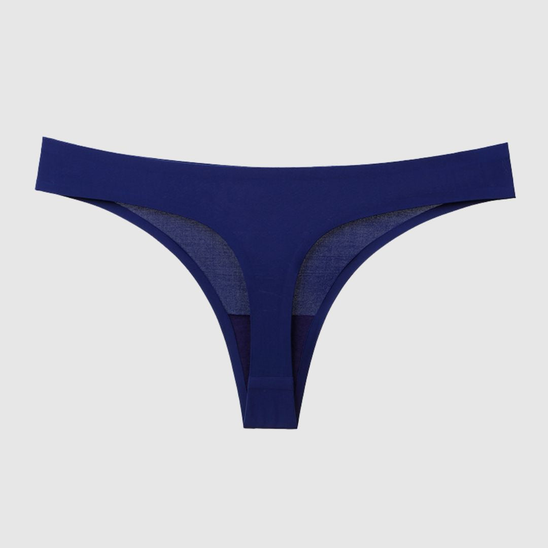 eamless Sport Tanga in Blau – Vorderansicht flach liegend